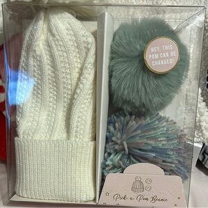 Pick-a-Pom Beanie Set - White